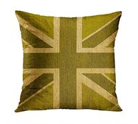 jingqi Hidden Zipper Pillowcase,Cushion Cover,Cushion Case,Two Sides Pillow Cover,45X45Cm,Home Sofa Decorative,Union Jack Flag In Rustic Green Fancy