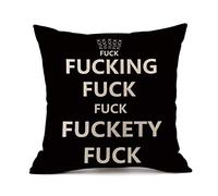 jingqi Pillow Covers Cotton Linen Funny Quote Fuck Compass Pattern Throw Pillow Case Sofa Cushion Cover Square 18x18Inch/45x45cm (White Fuck)