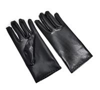 Jingsen 1 Pair Punk Short Gloves Women's, Leather Polyester Party Gloves for Halloween Christmas Weddings, Cosplay Evening Ball Accessories (Black)