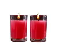Jingsen 2 Pcs/Set Cup Packaged Aromatherapy Candle,45-50 Degree Low-Temperature Candle, Smoke-Free Cotton Core, Suitable for Weddings, Home Decoration and Spa Centers (Red - Strawberry Fragrance)