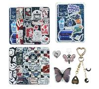 JINGSEN Cute Case Insert Cards Set for Kindle,6 Book-Themed Designs with Charms Set for Kindle and USB-C Dust Plugs,for 11th/12th Generation,6.8 x 4.8 inches (Black 2)