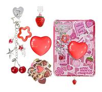 JINGSEN Cute Charms Set for Kindle,Including Dust Plug Charm Type C/USB C,Star Grip Holder,Bling Keychains with Hook,Charms Compatible for Kindle/E-Reader/Phone (Red)