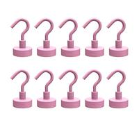 JINGSHILI 10 Pack Magnetic Hooks for Home-Kitchen Workplace Office Garage Heavy-Duty Strong Cruise Hook for Refrigerator-Hanging, 3.57CM, Pink
