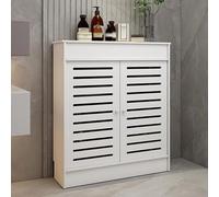 JINGSHIQIAOPL White Decorative Radiator Covers, Modern Radiator Cover Cabinet with 2 Doors and Storage Shelf, PVC Heater Cover for Bedroom, Living Room, Hallway(70x70x25cm/28x28x10in)