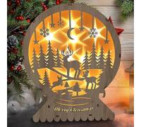 JINGTOPS LED Decorative Light Star Made of Wood, Christmas Decorations, LED Christmas Decoration Wooden Stars, Battery Operated Table Decoration