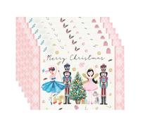 JINGTOPS Set of 6 Washable Linen Placemats - Christmas Table Decoration - 45 x 30 cm - Nutcracker Pattern