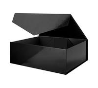 JINGUAN 19.2x15.8x7 Inches, Extra Large Gift Box with Lid, Groomsman Proposal Box with Magnetic Closure, Giant Gift Box for Clothes and Large Gifts (Glossy Black)