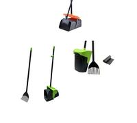 JINGUWU Large Pooper Scooper Swivel Bin & Rake Kit, 35" Long Handle Adjustable Dog Pooper Scooper with 20 Waste Bags for Clean Pet Waste Use on Grass, Dirt or Gravel Dog Poop Picker