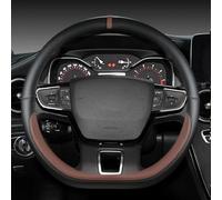 JINGXINXUE Car Steering Wheel Cover for Land Rover Range Rover Evoque 5-Doors 2019, Steering Wheel Protector Cover Breathable PU Leather Anti-Slip Driving Operation Disc Protective,D/Coffee