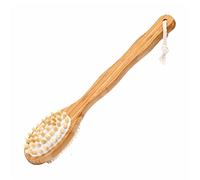 JINGYAN Body Brushes Double Side Massage Bristle Long Wooden Handle Bath Brush Spa Shower Body Cleaning Scrubber