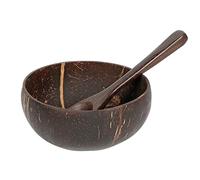 JINGYAN Bowls Natural Coconut Bowl Protection Wooden Bowl Salad Nuts Coconut Wood Tableware Spoon Set Coco Smoothie Coconut Kitchen Environm