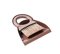 JINGYAN Broom Desktop Cleaning Broom Dustpan Combo Mini Handy Dust Dustpan For Table Desk .(Coffee)