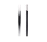 JINGYAN Chopsticks 2 Pairs 304 Stainless Steel Chopsticks, Non-Slip Pointed ,Kitchen Utensils Reusable Metal ,Sushi Tableware(Black Silver)