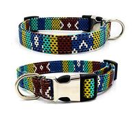 JINGYAN Collars Custom Cat Dog Collars Personalized Adjustable Bohemian Style Canvas Pet Collar Free Engraved Name ID Tag Bulldog(1,M)
