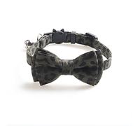 JINGYAN Collars Leopard Print Bowknot Cat Collar Adjustable Buckle Kitty Bow Tie with Bells Puppy Chihuahua Small Dogs Collars Pets Supplies(Leopard print green)