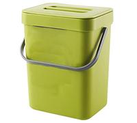 JINGYAN Desk Bins New Trash Can With Lid Under Sink Green Plastic Waste Basket Hanging Bin For Bathroom/Office, Compost