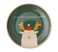 JINGYAN Dinner Plates Ceramic Tableware Plate, Porcelain, Steak, Breakfast, Dessert, 23cm Cute(Green)