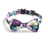 JINGYAN Dog Basic Collars Flower Pattern Pets Cat Collar with Bell Lovely Bowknot Puppy Bow Tie Adjustable Safety Buckle Kitten Necklace Accessories(Pattern 2)