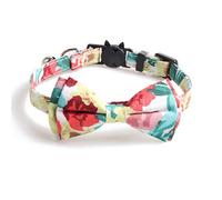 JINGYAN Dog Basic Collars Flower Pattern Pets Cat Collar with Bell Lovely Bowknot Puppy Bow Tie Adjustable Safety Buckle Kitten Necklace Accessories(Pattern 1)
