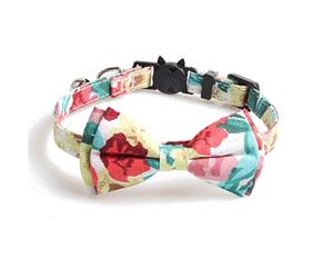 JINGYAN Dog Basic Collars Flower Pattern Pets Cat Collar with Bell Lovely Bowknot Puppy Bow Tie Adjustable Safety Buckle Kitten Necklace Accessories(Pattern 1)