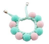JINGYAN Dog Basic Collars Handmade Balls Stitching Collar Dog Cat Neck Strap Scarf Bib Pet Supplies Cotton Soft Wreath Colorful Collar Adjustable Scarf(Mint Green,M)