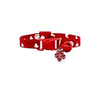 JINGYAN Dog Basic Collars Lovely Sun Flower Pendant Cat Collar with Bell Heart Printed Neck Jewelry Small Dog Necklace Puppy Kitten Accessories(Red,S(20-30CM))
