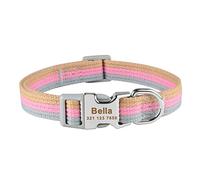 JINGYAN Dog Basic Collars Personalized Pure Cotton Pet Supplies Free Custom Engraved ID Name Dog Collars For Small Medium Large Puppy(Pink,S 23-35cm)