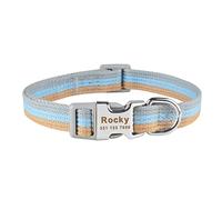 JINGYAN Dog Basic Collars Personalized Pure Cotton Pet Supplies Free Custom Engraved ID Name Dog Collars For Small Medium Large Puppy(Blue,L 38-60cm)