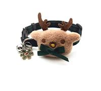 JINGYAN Dog Basic Collars Pet Collar Cat Dog Cartoon Kitten Puppy Plaid Necklace With Bell Scarf Accessories(Green plaid)