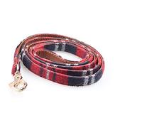 JINGYAN Dog Basic Collars Pets Puppy Cat Collar Bandana Soft Cotton PU Leather Bow Tie Plaid Bowknot Small Cats Collars Outdoor Walking Dogs Leashes(Red leash)