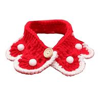 JINGYAN Dog Basic Collars Red Knitted Cat Collar Scarf Cute Handmade Crochet Puppy Rabbits Bandana Pets Small Dogs Necklace Accessories S/M(S Neck 20-25cm)