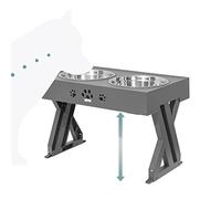 JINGYAN Dog Bowls Dog Double Bowls Stand Height Adjustable Pet Feeding Bowl Medium Big Dog Elevated Food Water Dish Dogs Cats Lift Table Feeders(Light Grey)
