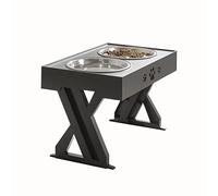 JINGYAN Dog Bowls Dog Double Bowls Stand Height Adjustable Pet Feeding Bowl Medium Big Dog Elevated Food Water Dish Dogs Cats Lift Table Feeders(Schwarz)