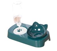 JINGYAN Dog Water Bottle Cute Cat Ears Shape Food Feeder Bowl+Water Bottle Pet Supplies Dog Cat Dispenser Bowl Waterer Set Puppy Kitten Pet Products(Green)
