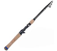 JINGYAN Fishing Rods Telescopic Lure Rod 1.8M 2.1M .4M .7M Carbon Fiber Cork Wood Handle Spinning Fishing Pole Tackle(Blue,1.8 m)