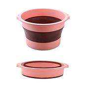 JINGYAN Foot Soaks Foldable Footbath Basin Portable Bathtub Foaming Foot Soaking Bucket Massage Collapsible Folding bathroom(Pink)