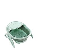 JINGYAN Foot Soaks Foldable Footbath Basin with lid Roll Wheel Design Folding Foot Tub Soaking Bucket for SPA Foaming(Green)