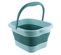 JINGYAN Foot Soaks Folding Foot Bathtub Soak Bath Tub With Massaging Rollers Stress Relief Collapsible Spa Foldable Bucket Large(Green)