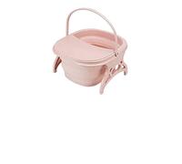 JINGYAN Foot Soaks Footbath Portable Bathtub Plain Foaming Foot Soaking Bucket Massage Collapsible Basin with Lid(Pink)