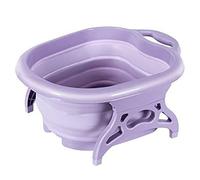 JINGYAN Foot Soaks Plastic Foldable Bucket Folding Foot Wash Tub Handle Massage Bath Basin(Purple)