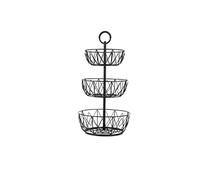 JINGYAN Fruit Bowls 3 Tier Black Fruit Basket Holder Tabletop Bowl Stand for Vegetables Snacks Retro Home Party Festival Cake Tool Supplies
