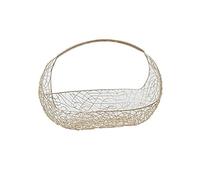 JINGYAN Fruit Bowls Metal Wire Fruit Vegetable Basket， Dry Snacks Nut Container Table Decor，Food Storage Tray Candy Dessert Plate(Gold,L)