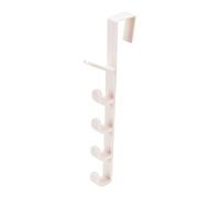JINGYAN Hooks Bedroom Door Hanger Plastic Household Multifunctional Five-Segment Hook Storage Portable Coat Behind The Seamless(White)