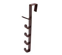 JINGYAN Hooks Bedroom Door Hanger Plastic Household Multifunctional Five-Segment Hook Storage Portable Coat Behind The Seamless(Brown)