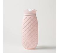 JINGYAN Hot Water Bottles Pineapple Hot Water Bag with Knitted Cover for Stomach Waist Hand Warmer Heating Silicone Water-Filling Bottle Winter Warm(Pink L)