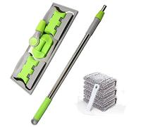 JINGYAN Household Mops NEW Household Flat Mop Floor Cleaning Mops Bucket Dust Easy Microfiber Broom Rotating Mopping Oil Adsorption Total Rags(Green)