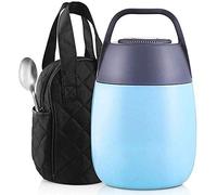 JINGYAN Lunch Boxes Stainless Steel Lunch Thermos Portable Bottle, Vacuum Thermal Container with Insulated Bag, Leak Proof Food Jar Thermoses Enjoy a hot Lunch on the go. (Color : Blue)(Blue)