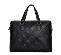 JINGYAN Men's Shoulder Bags Cowhide leather handbag men's business casual horizontal version of Messenger bag briefcase Plaid