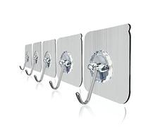 JINGYAN Multi-Purpose Hooks 5 Pcs Door Hook Adhesive Wall Hooks Transparent Anti-Skid Traceless Heavy Duty Stick On Hook Bathroom Kitchen Wall Stickers(1PC)