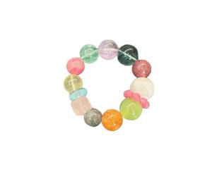 JINGYAN Multicolour Mixed Natural Crystal Beaded Stretch Bracelet, Multi-Gemstone Round Beads